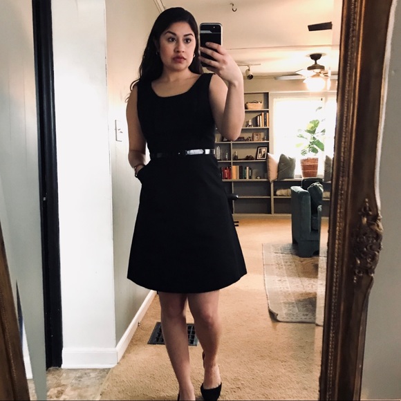 black midi dress with pockets